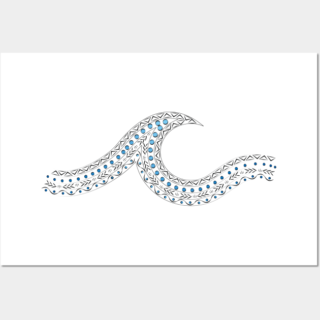 Tribal Blue Wave Wall Art by JDP Designs